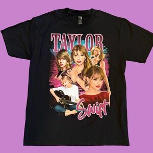 Taylor Swift Black Pink Graphic Band Tour Tee Cotton Large